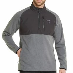 Puma Sherpa 1/4 Zip Pullover - Quiet Shade/Black -Golf Clothing Sales Shop puma sherpa 14 zip pullover quiet shadeblack 3