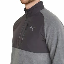 Puma Sherpa 1/4 Zip Pullover - Quiet Shade/Black -Golf Clothing Sales Shop puma sherpa 14 zip pullover quiet shadeblack 5