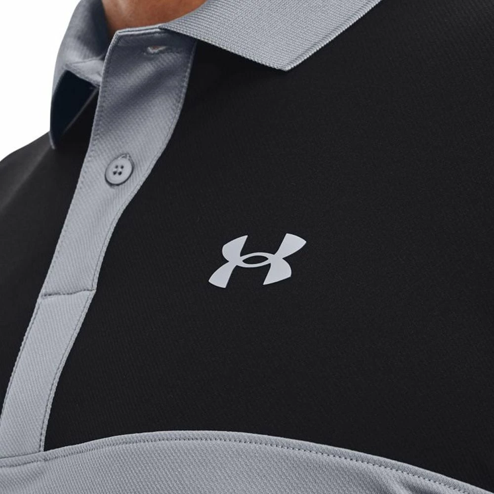 Under Armour Performance 3.0 Colour Block Polo Shirt - Steel/Black - Image 3